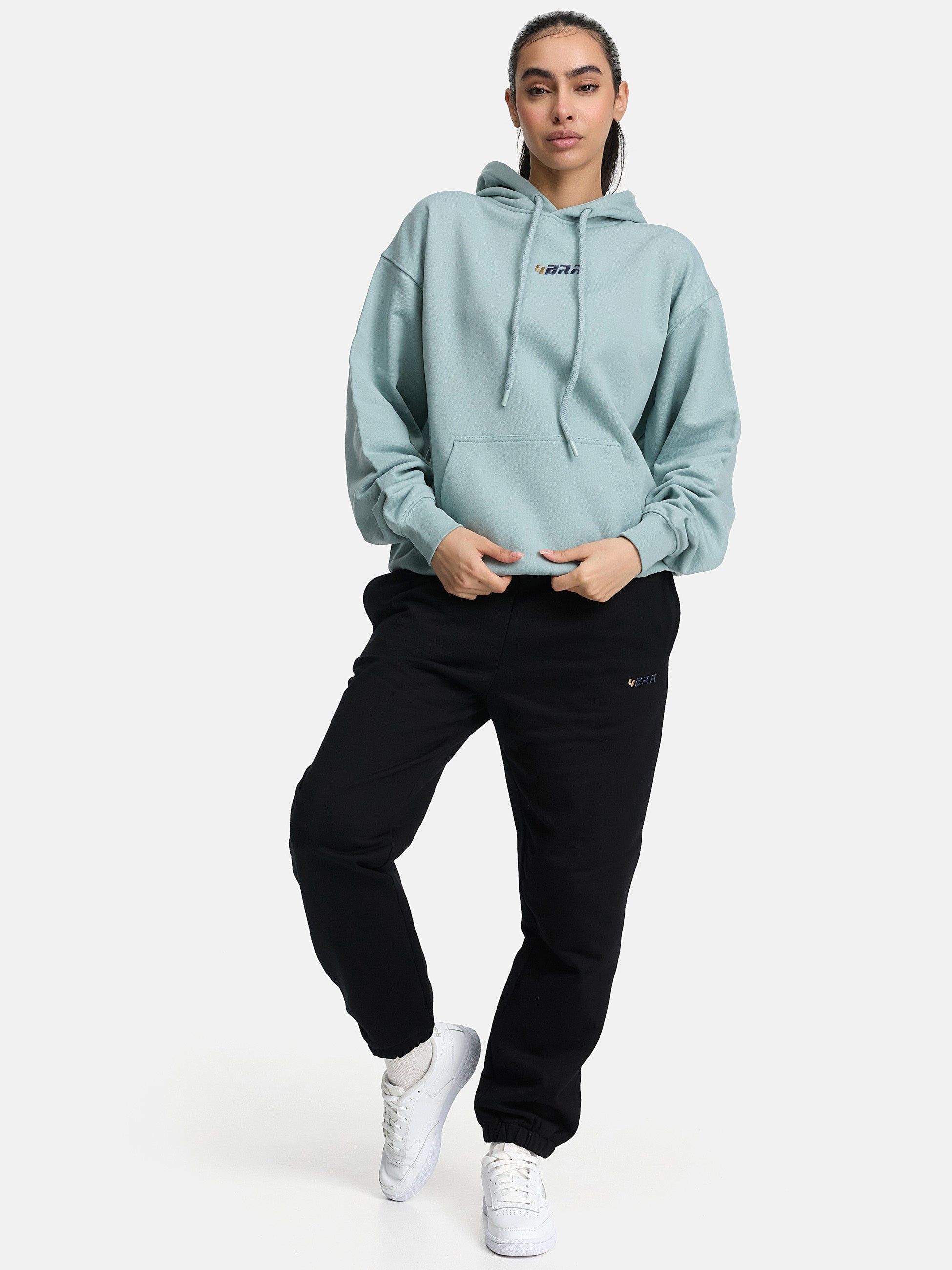 Premium Tracksuit Anti pilling mint schwarz frontansicht